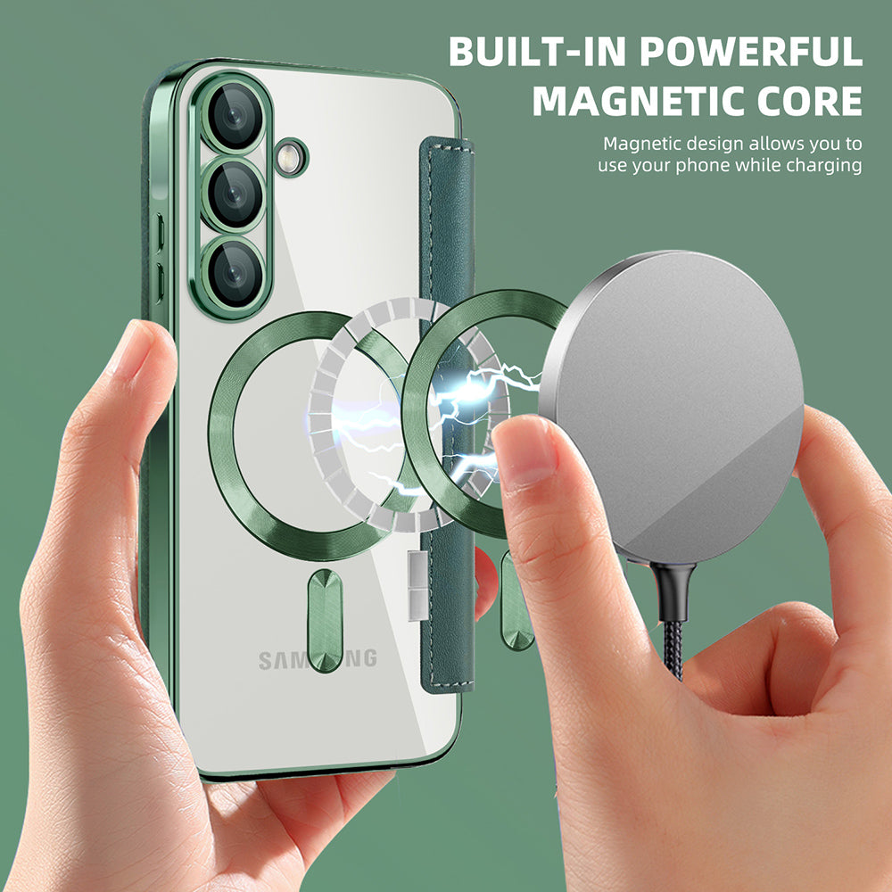 Custodia MagSafe per Samsung Galaxy A26 A266, Techsuit, SmartMag Book, Verde