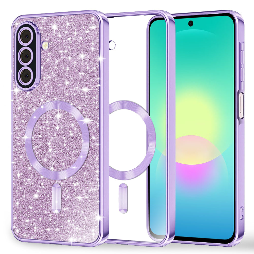 Coque MagSafe pour Samsung Galaxy A27 5G, Techsuit, Luxury Glitter, Violet Clair