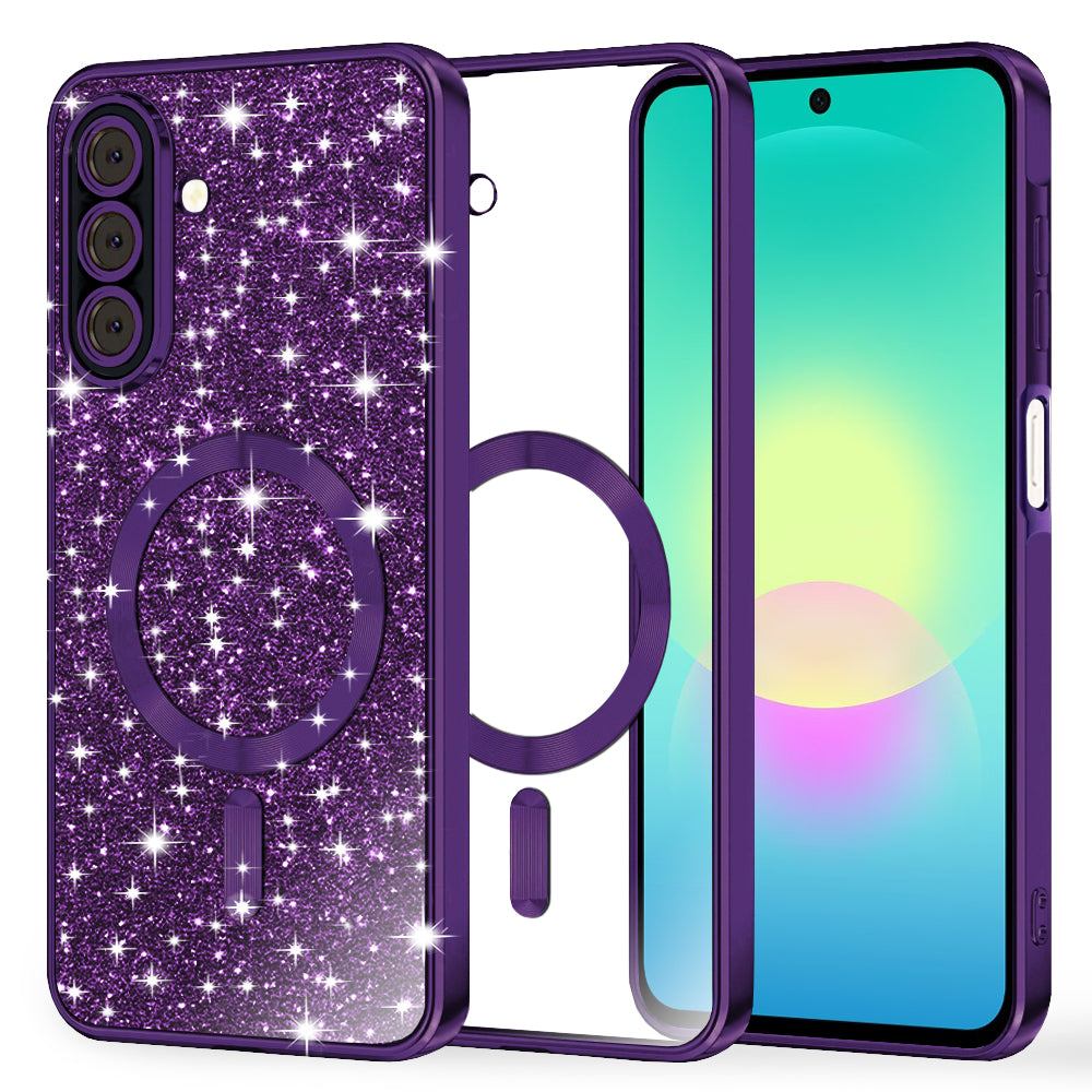 Custodia MagSafe per Samsung Galaxy A27 5G, Techsuit, Luxury Glitter, Viola Scuro