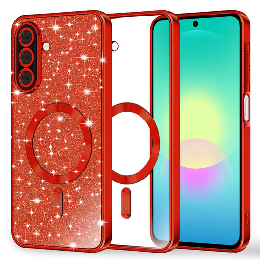 Coque MagSafe pour Samsung Galaxy A27 5G, Techsuit, Luxury Glitter, Rouge