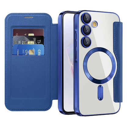 Custodia MagSafe per Samsung Galaxy A35 5G A356, Techsuit, SmartMag Book, Blu