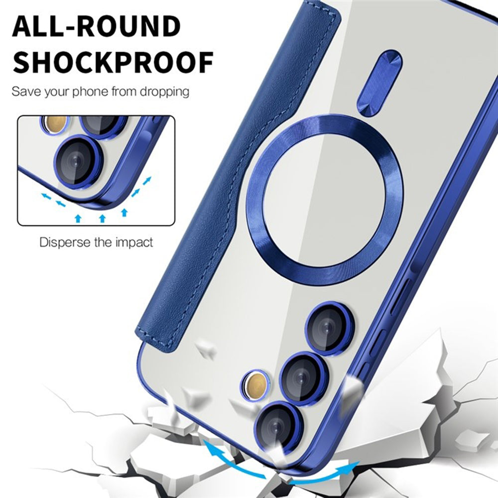 Custodia MagSafe per Samsung Galaxy A35 5G A356, Techsuit, SmartMag Book, Blu
