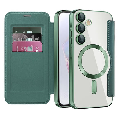 Custodia MagSafe per Samsung Galaxy A35 5G A356, Techsuit, SmartMag Book, Verde