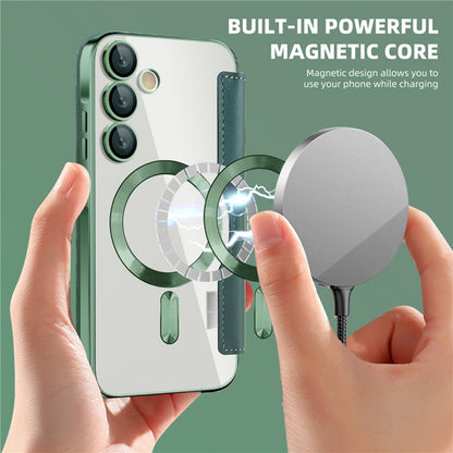 Custodia MagSafe per Samsung Galaxy A35 5G A356, Techsuit, SmartMag Book, Verde