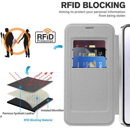 Coque MagSafe pour Samsung Galaxy A36 A366, Techsuit, SmartMag Book, Gris