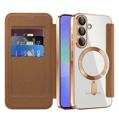 Coque MagSafe pour Samsung Galaxy A36 A366, Techsuit, SmartMag Book, Marron