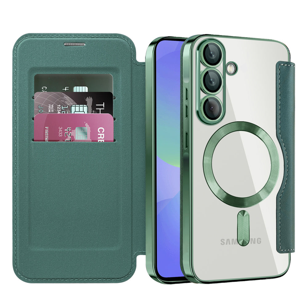 Coque MagSafe pour Samsung Galaxy A36 A366, Techsuit, SmartMag Book, Vert