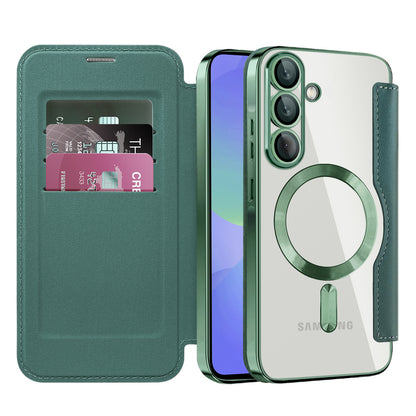 Coque MagSafe pour Samsung Galaxy A36 A366, Techsuit, SmartMag Book, Vert
