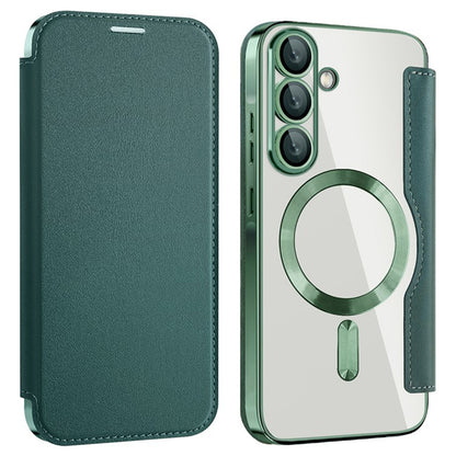 Coque MagSafe pour Samsung Galaxy A36 A366, Techsuit, SmartMag Book, Vert