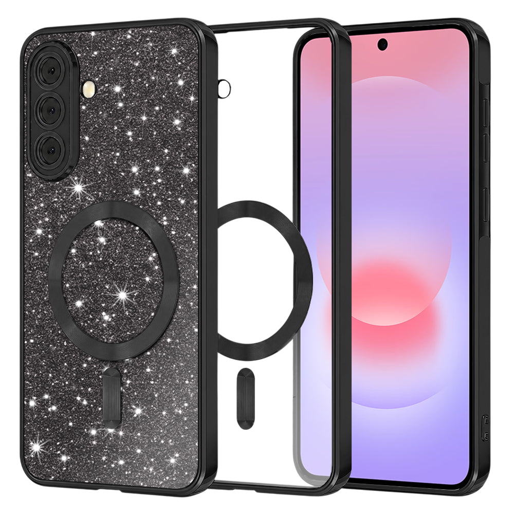 Custodia MagSafe per Samsung Galaxy A37 5G, Techsuit, Luxury Glitter, Nera