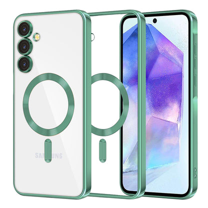 Custodia MagSafe per Samsung Galaxy A55 5G A556, Techsuit, Luxury Crystal, Verde Chiaro