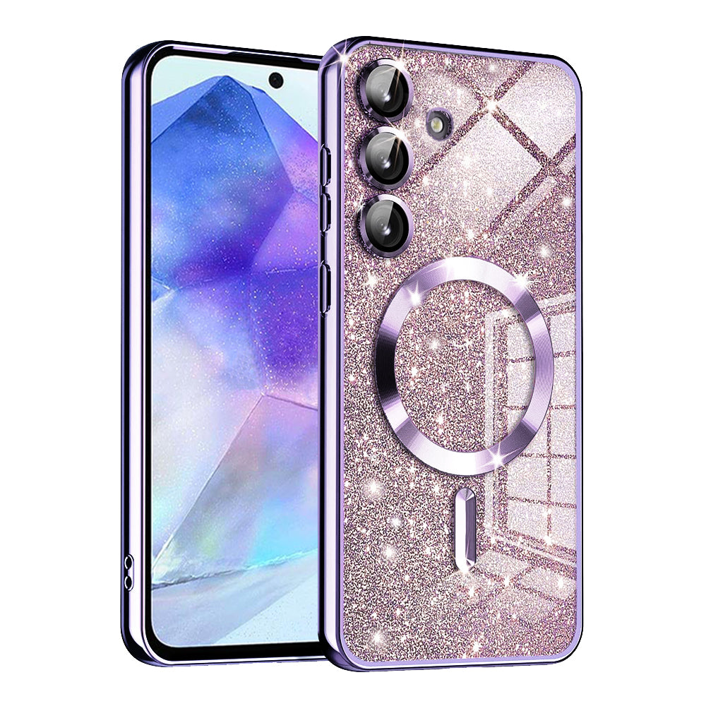 MagSafe-Hülle für Samsung Galaxy A55 5G A556, Techsuit, Luxury Glitter, Hellviolett