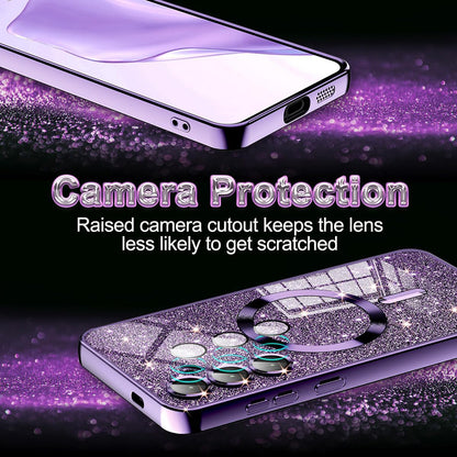 Coque MagSafe pour Samsung Galaxy A55 5G A556, Techsuit, Luxury Glitter, Noire
