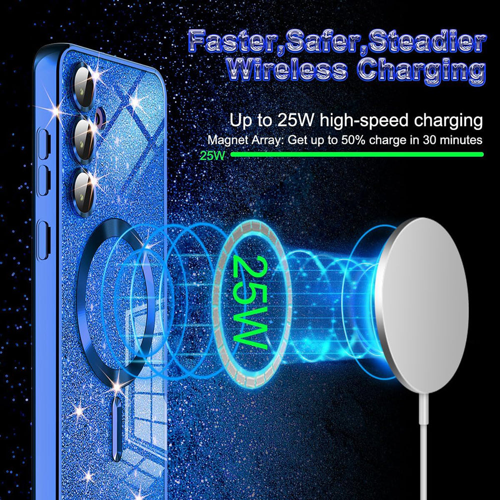 MagSafe Case for Samsung Galaxy A55 5G A556, Techsuit, Luxury Glitter, Light Green