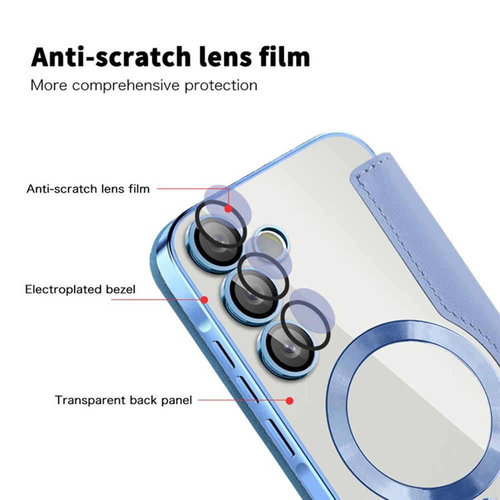 Custodia MagSafe per Samsung Galaxy A55 5G A556, Techsuit, SmartMag Book, Blu