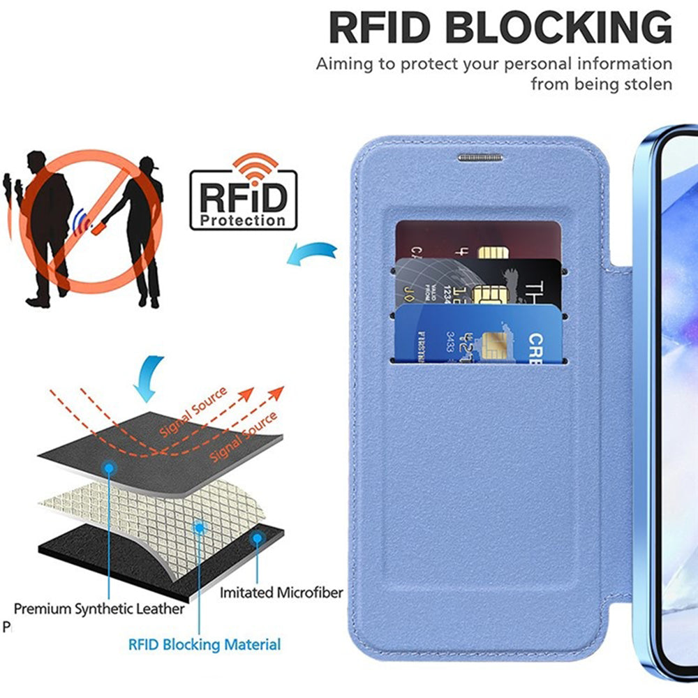 Custodia MagSafe per Samsung Galaxy A55 5G A556, Techsuit, SmartMag Book, Blu