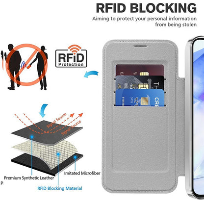 Coque MagSafe pour Samsung Galaxy A55 5G A556, Techsuit, SmartMag Book, Gris