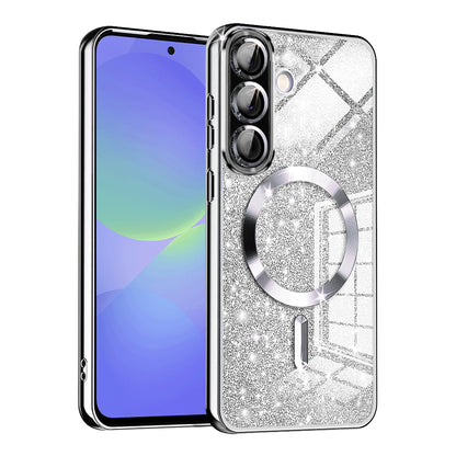 Coque MagSafe pour Samsung Galaxy A56 A566 / A36 A366, Techsuit, Luxury Glitter, Argentée