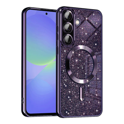 Custodia MagSafe per Samsung Galaxy A56 A566 / A36 A366, Techsuit, Luxury Glitter, Viola Scuro