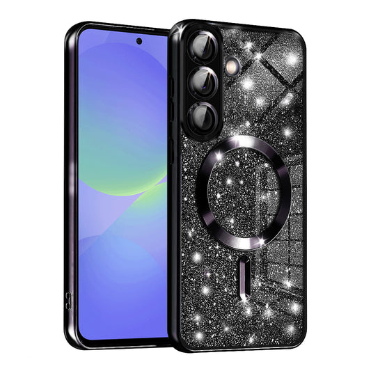 Coque MagSafe pour Samsung Galaxy A56 A566 / A36 A366, Techsuit, Luxury Glitter, Noire