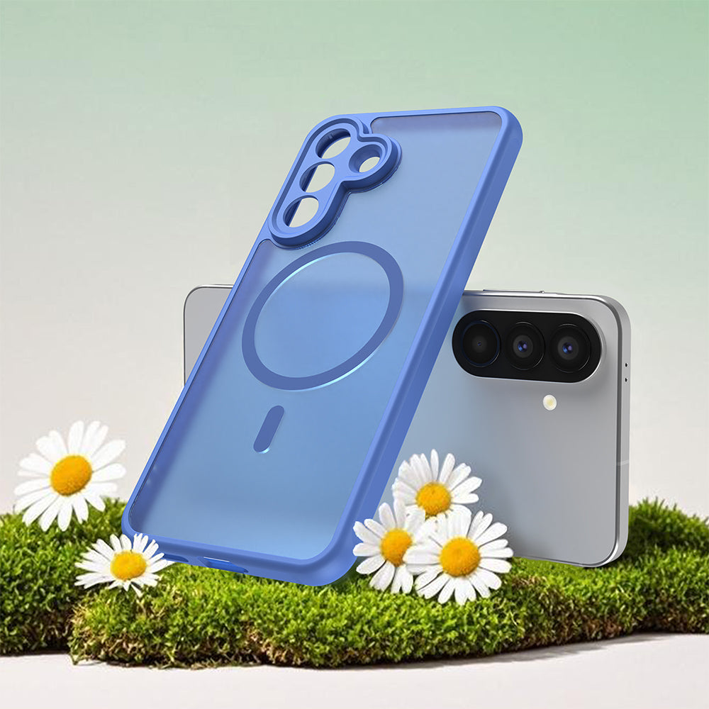 Coque MagSafe pour Samsung Galaxy A56 A566, Techsuit, HaloFrost II, Bleue