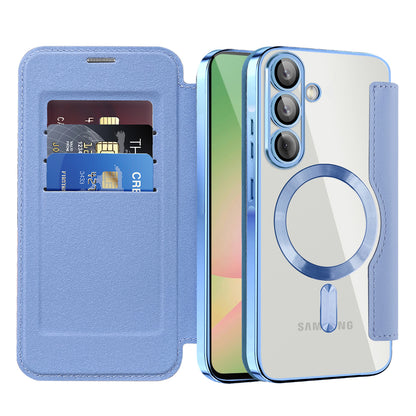Coque MagSafe pour Samsung Galaxy A56 A566, Techsuit, SmartMag Book, Bleu