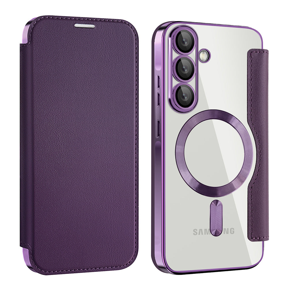 Coque MagSafe pour Samsung Galaxy A56 A566, Techsuit, SmartMag Book, Violet