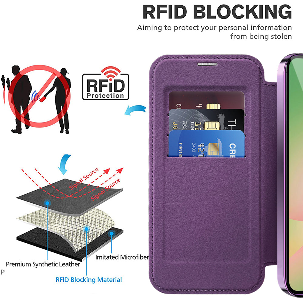 Coque MagSafe pour Samsung Galaxy A56 A566, Techsuit, SmartMag Book, Violet