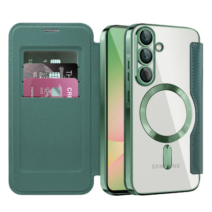 Custodia MagSafe per Samsung Galaxy A56 A566, Techsuit, SmartMag Book, Verde