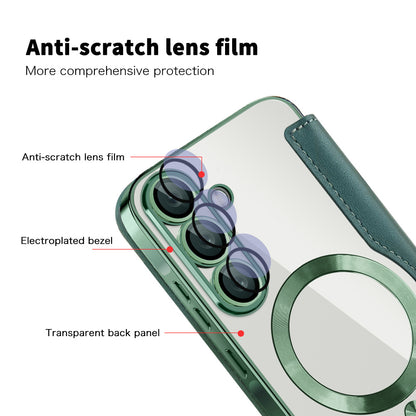 Custodia MagSafe per Samsung Galaxy A56 A566, Techsuit, SmartMag Book, Verde