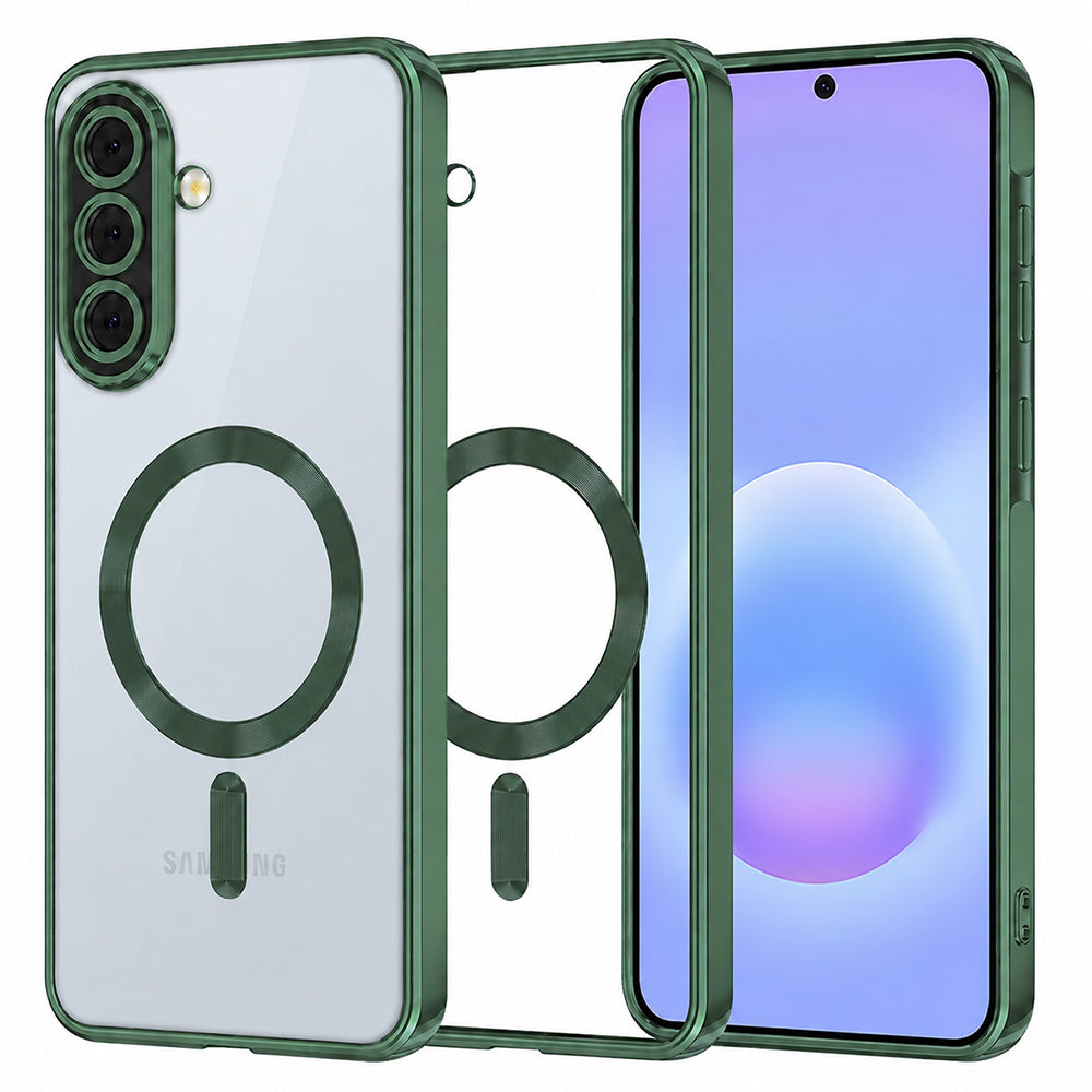 Custodia MagSafe per Samsung Galaxy A57 5G, Techsuit, Luxury Crystal, Verde Scuro
