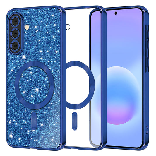 Coque MagSafe pour Samsung Galaxy A57 5G, Techsuit, Luxury Glitter, Bleu Foncé