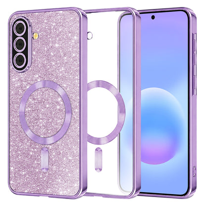 Custodia MagSafe per Samsung Galaxy A57 5G, Techsuit, Luxury Glitter, Viola Chiaro