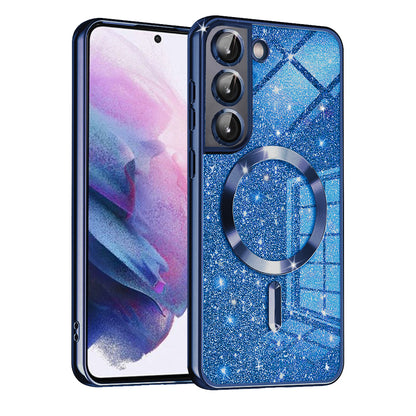 MagSafe-Hülle für Samsung Galaxy S21 5G G991, Techsuit, Luxury Glitter, Dunkelblau