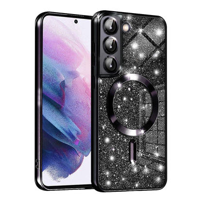 MagSafe-Hülle für Samsung Galaxy S21 5G G991, Techsuit, Luxury Glitter, Schwarz