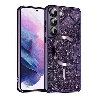 Coque MagSafe pour Samsung Galaxy S21 FE 5G G990, Techsuit, Luxury Glitter, Violet Foncé