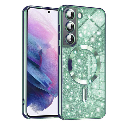 Coque MagSafe pour Samsung Galaxy S21 FE 5G G990, Techsuit, Luxury Glitter, Vert Clair
