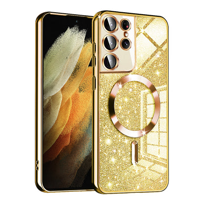MagSafe-Hülle für Samsung Galaxy S21 Ultra 5G G998, Techsuit, Luxury Glitter, Gold