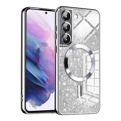 MagSafe-Hülle für Samsung Galaxy S22 5G S901, Techsuit, Luxury Glitter, Silber