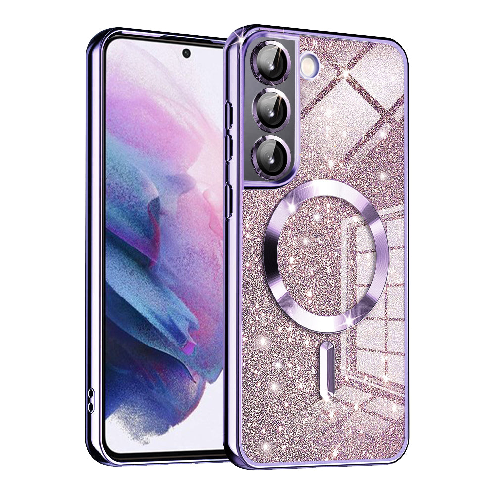 Coque MagSafe pour Samsung Galaxy S22 5G S901, Techsuit, Luxury Glitter, Violet Clair