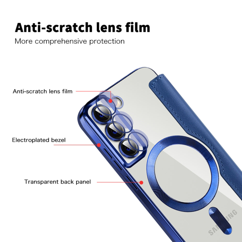 Custodia MagSafe per Samsung Galaxy S22+ 5G S906, Techsuit, SmartMag Book, Blu
