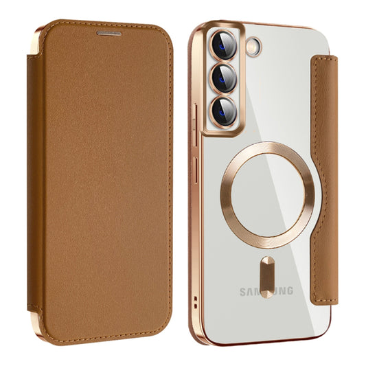 Coque MagSafe pour Samsung Galaxy S22+ 5G S906, Techsuit, SmartMag Book, Marron