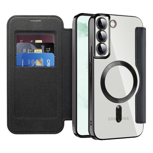 Coque MagSafe pour Samsung Galaxy S22+ 5G S906, Techsuit, SmartMag Book, Noire