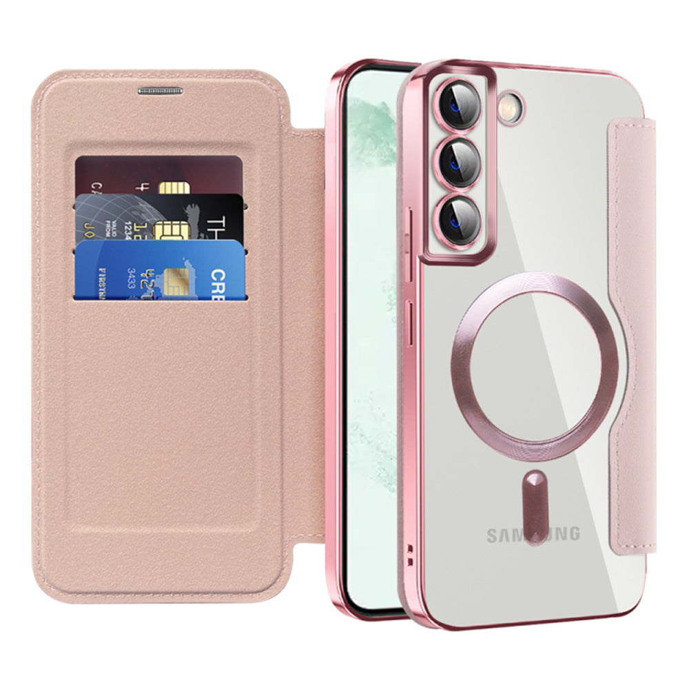 Custodia MagSafe per Samsung Galaxy S22+ 5G S906, Techsuit, SmartMag Book, Rosa
