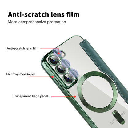 Coque MagSafe pour Samsung Galaxy S22+ 5G S906, Techsuit, SmartMag Book, Vert