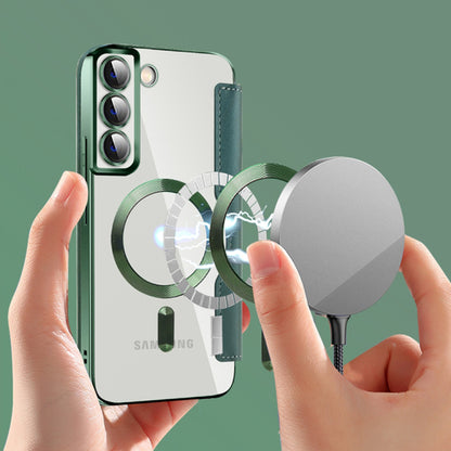 Coque MagSafe pour Samsung Galaxy S22+ 5G S906, Techsuit, SmartMag Book, Vert