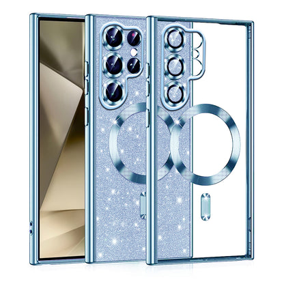 Custodia MagSafe per Samsung Galaxy S22 Ultra 5G S908, Techsuit, Luxury Glitter, Blu