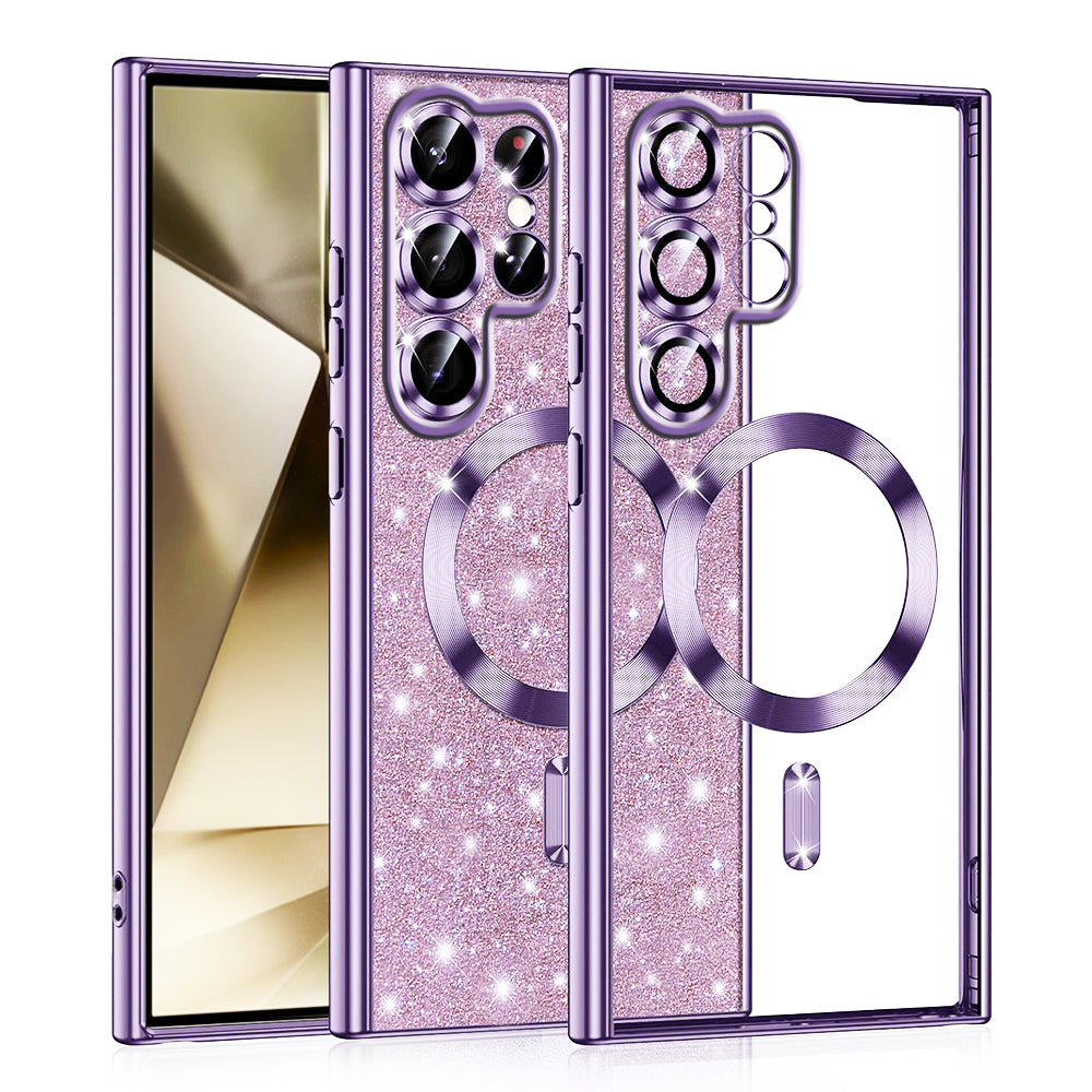 MagSafe-Hülle für Samsung Galaxy S22 Ultra 5G S908, Techsuit, Luxury Glitter, Hellviolett