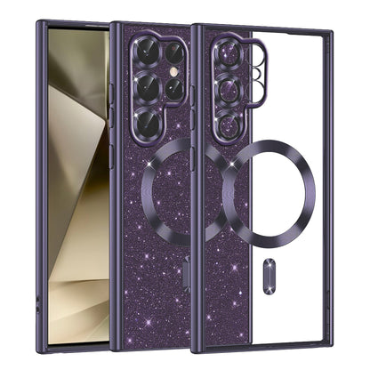 Custodia MagSafe per Samsung Galaxy S22 Ultra 5G S908, Techsuit, Luxury Glitter, Viola Scuro