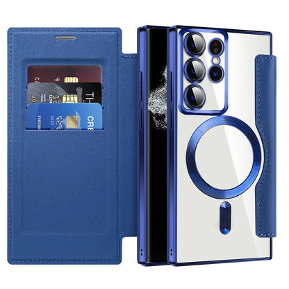 Custodia MagSafe per Samsung Galaxy S22 Ultra 5G S908, Techsuit, SmartMag Book, Blu